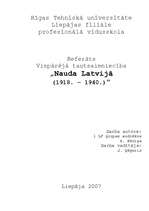 Research Papers 'Nauda Latvijā (1918. – 1940.)', 1.