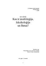 Research Papers 'Kas ir morfoloģija, leksikoloģija un Batua?', 1.