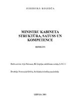 Research Papers 'Latvijas Republikas Ministru kabineta iekārta, struktūra un kompetence', 1.