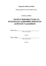 Research Papers 'Sociālā rehabilitācija un integrācija sabiedrībā personām ar īpašām vajadzībām', 1.