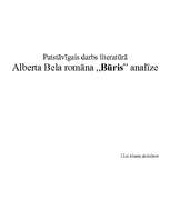 Essays 'Alberta Bela romāna "Būris" analīze', 1.