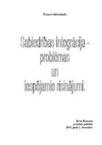 Research Papers 'Sabiedrības integrācija - problēmas un iespējamie risinājumi', 1.
