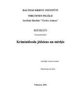 Research Papers 'Kriminālsodu jēdziens, mērķis. Sodu sistēma Latvijā', 1.