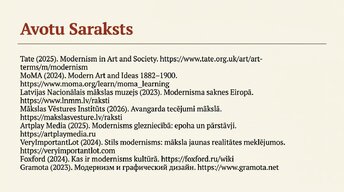 Presentations 'Modernisms', 22.