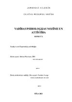 Research Papers 'Vadības psiholoģijas nozīme un attīstība', 1.