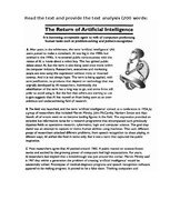 Summaries, Notes 'The return of artificial intelligence - article analysis', 1.