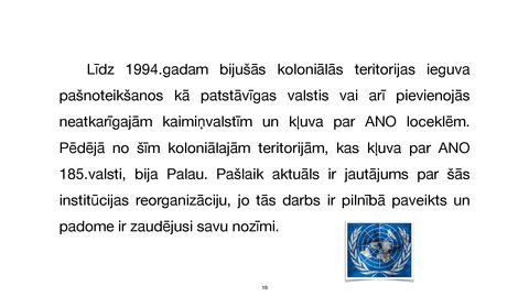 Presentations 'Apvienoto Nāciju Organizācijas
tiesiskais statuss un kompetence', 18.