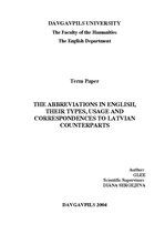Research Papers 'Abbreviations in English, Their Types, Usage and Correspondences to Latvian Coun', 1.