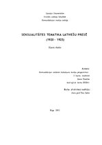 Research Papers 'Seksualitātes tematika latviešu presē no 1920. līdz 1925.gadam', 1.