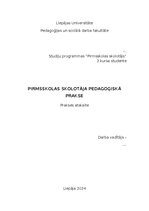 Practice Reports 'Pirmsskolas skolotāja pedagoģiskā prakse', 1.