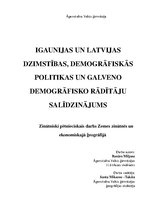 Research Papers 'Igaunijas un Latvijas dzimstības, demogrāfiskās politikas un galveno demogrāfisk', 1.