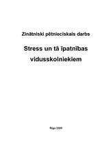 Research Papers 'Stress un tā īpatnības vidusskolniekiem', 1.