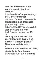 Research Papers 'Lielās nātres (Urtica dioica L.) šķiedru pielietojums tautas medicīnā un tekstil', 13.