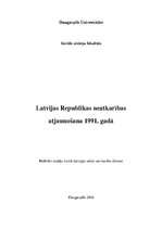 Research Papers 'Latvijas Republikas neatkarības atjaunošana 1991.gadā', 1.