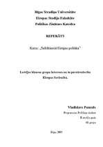 Research Papers 'Latvijas biznesa grupu intereses un to pārstāvniecība Eiropas Savienībā', 1.