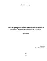Research Papers 'Josifa Staļina politikas ietekme uz Latvijas teritorijas sociālo un ekonomisko a', 1.