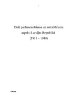 Research Papers 'Daži parlamentārisma un autoritārisma aspekti Latvijas Republikā (1918 – 1940)', 1.