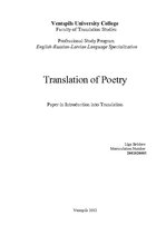 Research Papers 'Translation of Poetry', 1.
