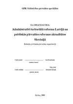Research Papers 'Administratīvi teritoriālā reforma Latvijā un publiskās pārvaldes reformas aktua', 1.