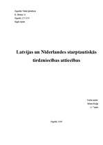 Essays 'Latvijas un Nīderlandes starptautiskās tirdzniecības attiecības', 1.
