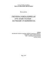 Research Papers 'Frensisa Forda Kopolas 1970.gadu filmas - jaunrade un komercija', 1.