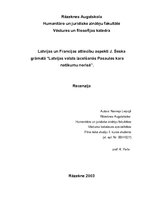 Summaries, Notes 'Latvijas un Francijas attiecību aspekti J.Seska grāmatā "Latvijas valsts izcelša', 1.