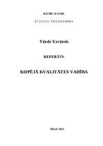 Research Papers 'Kopējā kvalitātes vadība', 1.