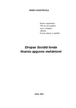 Research Papers 'Eiropas Sociālā fondafinanšu apguves mehānismi', 1.