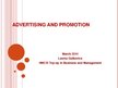 Presentations 'Advertising and Promotions', 1.