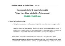 Summaries, Notes '19.gadsimta otrās puses - 20.gadsimta sākuma kultūra Rietumeiropā', 1.