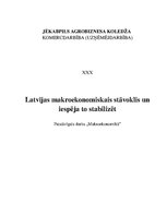 Research Papers 'Latvijas makroekonomiskais stāvoklis un iespēja to stabilizēt', 1.