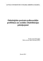 Essays 'Onkoloģisko pacientu psihosociālās problēmas un sociālās rehabilitācijas pakalpo', 1.