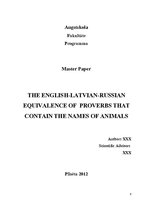 Term Papers 'English-Latvian-Russian Equivalence of Proverbs that Contain the Names of Animal', 2.