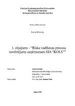 Research Papers 'Riska vadīšanas procesa novērtējums uzņēmumam SIA "KOLS"', 1.