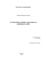Research Papers 'A/s "Hansabanka" darbības raksturojums un pakalpojumu analīze', 1.