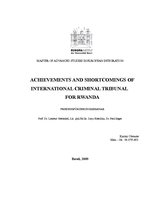 Research Papers 'Achievments and Shortcomings of International Criminal Tribunal for Rwanda', 1.