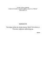 Summaries, Notes 'Venēcijas skolas īss raksturojums. Paolo Veronēzes un Tintoreto daiļrades salīdz', 1.