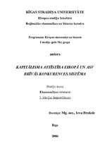 Summaries, Notes 'Kapitālisma attīstība Eiropā un ASV brīvās konkurences sistēma', 1.