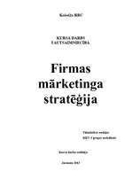Research Papers 'Firmas mārketinga stratēģija', 1.