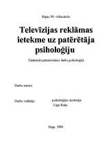 Research Papers 'Reklāmas psiholoģija televīzijā', 1.