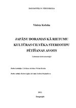 Research Papers 'Japāņu doramas kā Rietumu kultūras cilvēka stereotipu pētīšanas avots', 1.