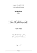 Research Papers 'Mazo HES attīstība Latvijā', 1.