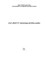 Research Papers 'AAS "Balta" mārketinga darbības analīze', 1.