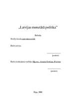 Research Papers 'Latvijas monetārā politika', 1.