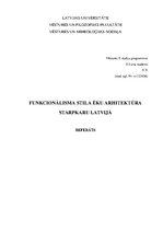 Research Papers 'Funkcionālisma stila ēku arhitektūra starpkaru Latvijā', 1.