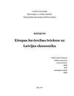 Research Papers 'Eiropas Savienības ietekme uz Latvijas ekonomiku', 1.