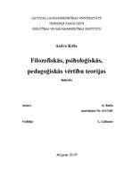 Research Papers 'Filosofiskās, psiholoģiskās un pedagoģiskās vērtību teorijas', 1.
