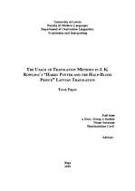 Research Papers 'The Usage of Translation Methods in J.K.Rowling`s "Harry Potter and the Half-Blo', 1.