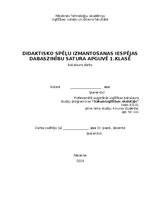 Term Papers 'Didaktisko spēļu izmantošanas iespējas dabaszinību satura apguvē 1.klasē', 1.