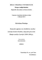 Research Papers 'Depozītu apjoma un struktūras analīze Latvijas komercbankās, depozītu procentu l', 1.